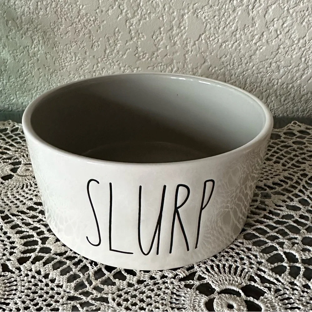 Rae Dunn Magenta Ceramic Dog “SLURP” Bowl
